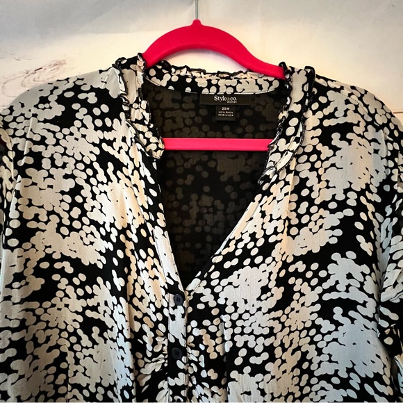 Style & co button down black & white blouse size 2X - Picture 3 of 7